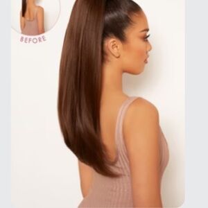 LullaBellz Clip In Ponytail Hair Extensions Blondette Color Sleek Full-Body 22"